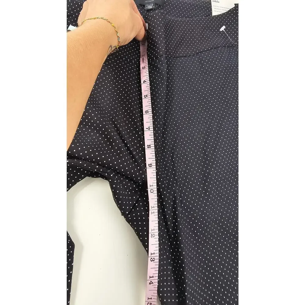 NWT premise black white polkadot stretch pull on pants ankle tummy smoothing 1X